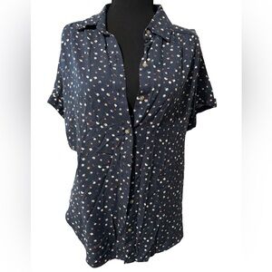 Universal Thread Navy Blue Short-Sleeve Floral Button-Down Shirt